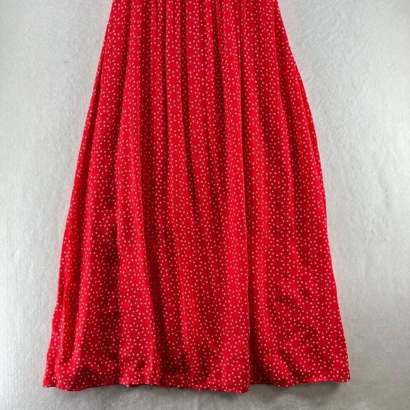 Maison Jules Dress Sz M A-Line Midi Polka Dot Keyhole Neck Sleeveless Rayon Red - Picture 4 of 12